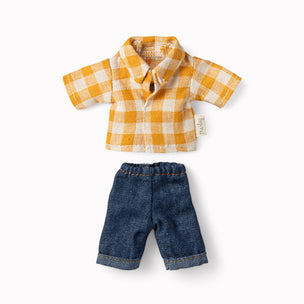 Maileg Yellow Checked Shirt and Pants | Dad mouse