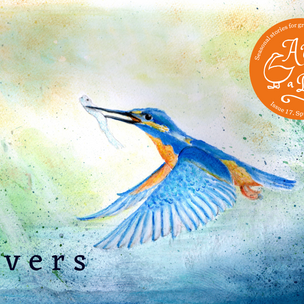Watercolour painting of Kingfisher on front cover of issue 17 rivers.  A Year & a Day Quarterly Magazine Subscription | Conscious Craft