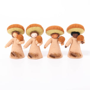 Group of Porcini mushroom fairies