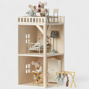 Maileg wooden farm house annex with furniture and mice