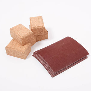 Corvus sanding block set with abrasive paper sheets