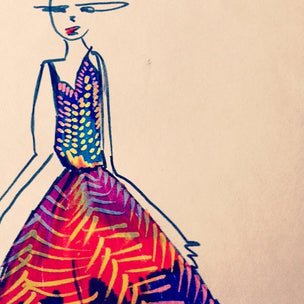 Fashion sketch with OkoNorm felt tips and the magic wand pen | here used for the yellow lines | Conscious Craft