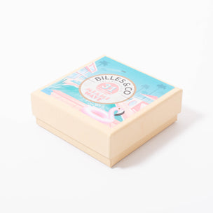 Mini box of Miami Wave marbles in peach pink turquoise clear from Biulles & Co