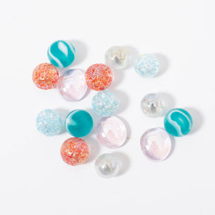 Mini box of Miami Wave marbles in peach pink turquoise clear from Biulles & Co