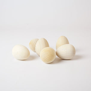 Erzi 6 White Wooden Eggs | Conscious Craft