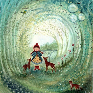 Bijdehansje Postcard Girl with Deer | Conscious Craft