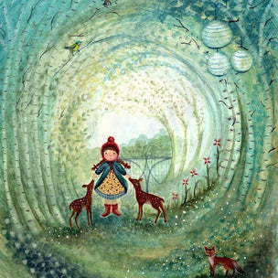 Bijdehansje Postcard Girl with Deer | Conscious Craft