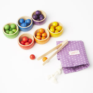 Grapat Bowls with Marbles and Tongs | Conscious Craft
