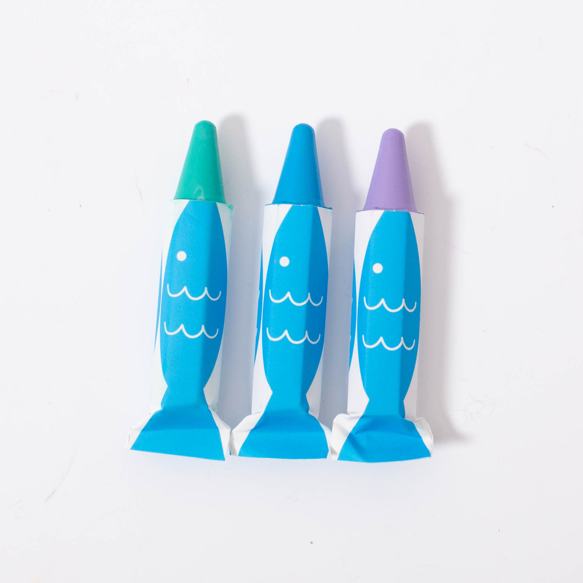 Rice Wax】Kitpas Bath Crayons 3 colors - Fish (Purple, Blue, Green