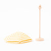 Maileg yellow and white stripe beach umbrella with wooden stand | © Conscious Craft