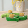 Tealight holder glass with tealight in green holder