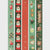 Set of Christmas-themed gift wrap designs with Santa Claus, reindeer, and holiday items on a white background.