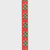 Decorative ribbon with Christmas tree pattern on a red background