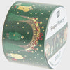 Roll of decorative paper with Christmas-themed designs on a white background
