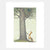 Illustration of a fox looking up at a large tree with a bird's nest.