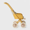 Maileg Yellow toy stroller with floral details on a white background