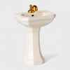 Maileg Pedestal sink with gold faucet on a light gray background