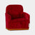 Maileg Red plush armchair with gold trim on a white background