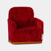 Maileg Red plush armchair with gold trim on a white background