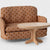 Maileg Polka dot sofa with a wooden table on a white background