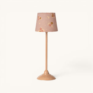 Small Maileg lamp with a floral-patterned shade on a white background