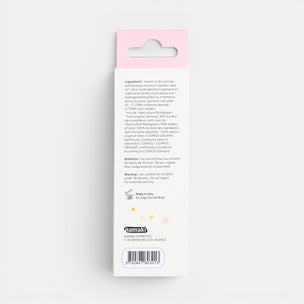 Back view of a product packaging with text and a barcode on a white background