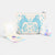 Cosmetic bag with blue fox design on a white background