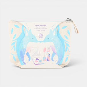 Makeup pouch with unicorn design on a white background