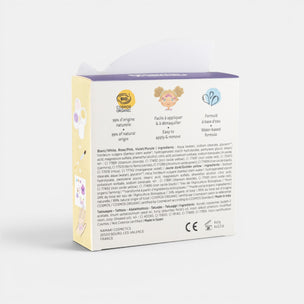 Product packaging with text and logos on a white background