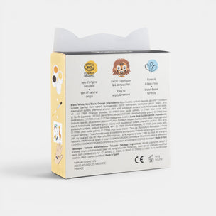 Product packaging with branding and text on a white background
