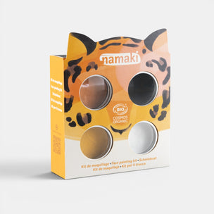 Namaki face painting kit packaging with leopard print design on a white background