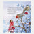 Illustration of a fairy and birds in a snowy scene with text.