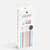 A boxed DIY friendship bracelet kit standing upright on a light gray studio background. The white package shows the brand name 'the brand' at the top, text for a DIY friendship bracelet kit, classic color options with small circular swatches, and several colorful patterned bracelets printed on the front.