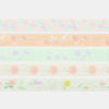 Set of three floral tape with pastel colors on a white background
