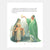 Illustration of two figures in green and beige robes with text about a princess in rain.