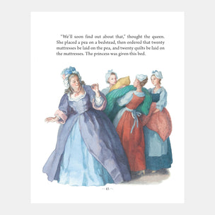 Illustration from a book with characters in historical attire and text.