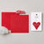 A heart-stitching kit laid out on a light gray background, including red felt sheets with heart embroidery guides, red-and-white twine, white cotton batting, and a white instruction booklet.