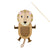 A wooden lion hanging puppet toy with a string and stick, shown against a plain white background.