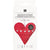 Packaged felt embroidery kit in the shape of a heart, shown in its white retail packaging with German text and a photo of the red embroidered heart.