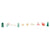 A long, narrow strip featuring a row of small Christmas-themed illustrations on a plain white background, including pine trees, stars, a shooting star, a cloud, reindeer, Santa, and a Christmas tree.