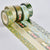 A set of decorative washi tapes with various patterns including floral, geometric, and botanical designs in muted green, beige, light blue, and gold tones, arranged on a light gray background.
