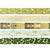 Five horizontal strips of patterned washi tape displayed side by side on a white background. The designs include green leaves and white berries, a textured cream dotted pattern, folk-art style figures in red, green, and gold, white berries on a pale blue background, and dark green leaves with gold and white berries.