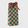 Maileg Checkered paper bag with a red ribbon on a white background
