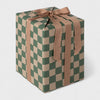 Maileg Checkered gift box with a brown ribbon on a white background