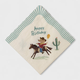 Maileg Birthday-themed napkin with cowboy design on a white background