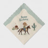 Maileg Birthday napkin with cowboy bear and horse design on a white background
