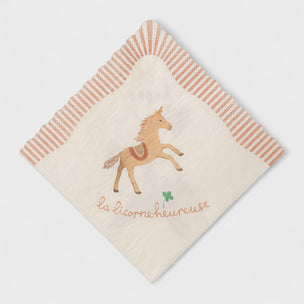 Maileg Napkin with unicorn illustration and text on a white background