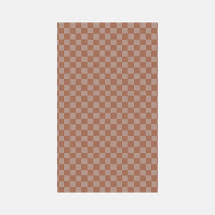 Checkered pattern with alternating brown and beige squares on a white background