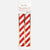 Three rolls of candy cane garland with red and white diagonal stripes and gold edges, packaged in a clear plastic sleeve with a white header card.