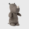 Maileg Gray rhinoceros plush toy on a light gray background